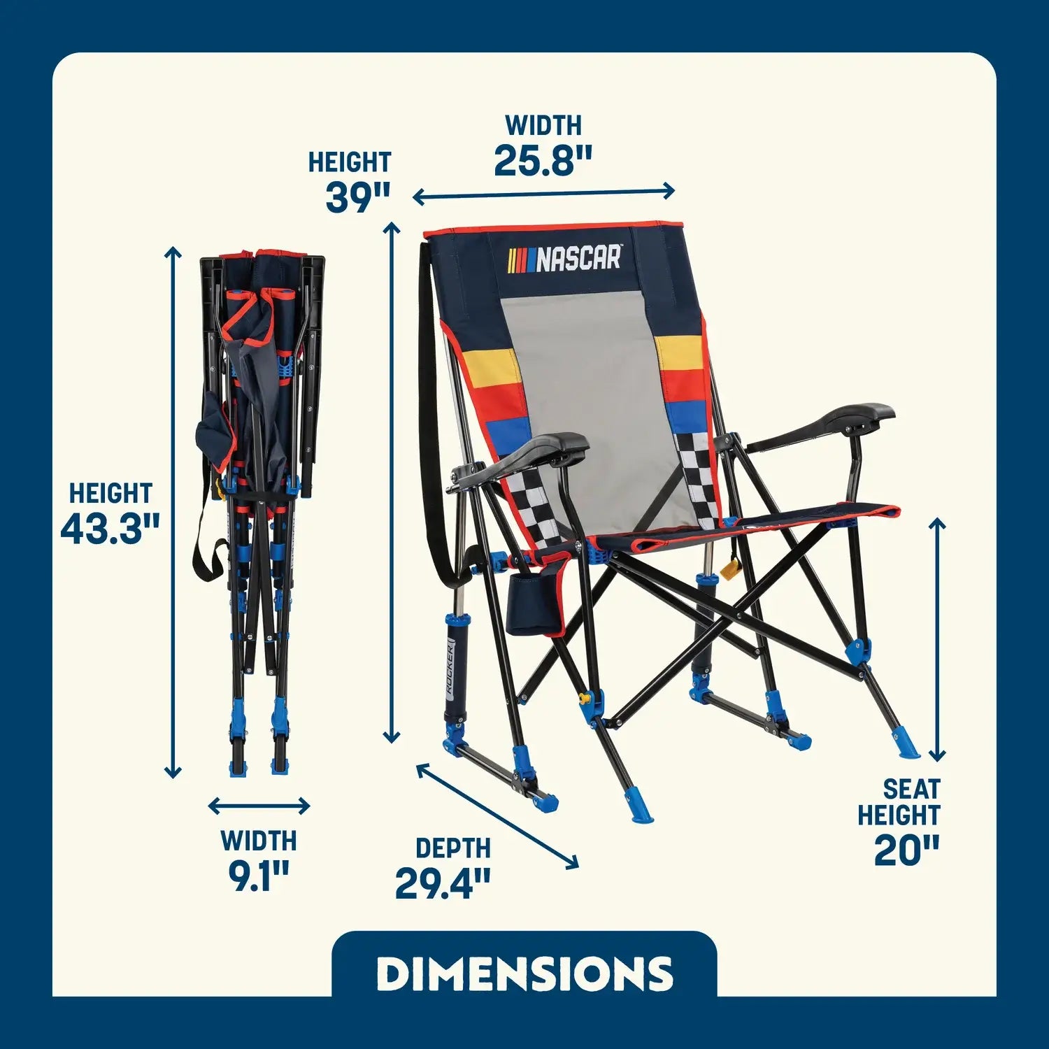 Roadtrip Rocker Bundle - NASCAR Blue | Featured Outdoor Choice | Outlandridge FDEA jD